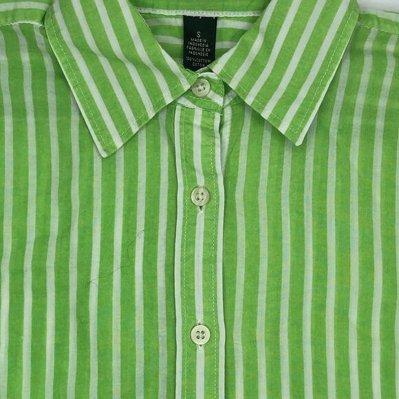 Lauren Ralph Lauren Womens Small Green White Striped Button Up 3/4 Sleeve Blouse - Picture 1 of 4
